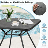 Tangkula Patio Square Dining Table, 32" Outdoor Table w/ 1.6" Umbrella Hole & Lid