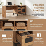 Tangkula 71" Large Executive Computer Desk w/Drawers & Single-Door Cabinet