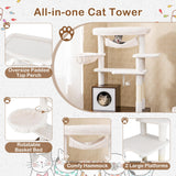 Tangkula Cat Tree with Litter Box Enclosure | Industrial Hidden Litter Box with Cat Tower