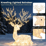 Tangkula Christmas Lighted Kneeling Reindeer, 3D Buck with Large Antler