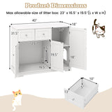 Tangkula 40 Inch Enclosed Cat Box Cabinet with 2 Storage Drawers 3 Doors & 2 Entrances