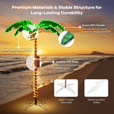 Tangkula Artificial Lighted Palm Tree with 4 Fronds & Metal Base