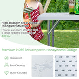 Tangkula 4 ft Folding Table, Portable Picnic Table with 3 Adjustable Height