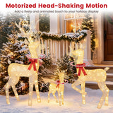 Tangkula 3-Piece Christmas Lighted Reindeer Family Set, 3D Pre-lit Deers