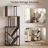 Tangkula 6-Tier Bookshelf Floor Standing S-Shaped Geometric Bookcase(1/2)