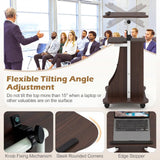 Tangkula Height Adjustable Laptop Table with Tilting Tabletop & Storage Shelves
