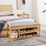 Tangkula 3 Tier Sturdy Shoe Rack with Flip Top Storage Space and Padded Cushion