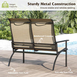 Tangkula Outdoor Adirondack Bench Chair with High Back and Armrests