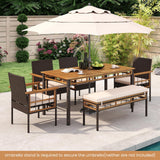 Tangkula 63" Outdoor Dining Table with Acacia Wood Slatted Tabletop