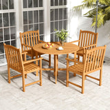 Tangkula Outdoor Wood Dining Chairs Set of 2/4 Slatted Patio Heavy Duty Acacia Armchairs