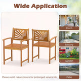 Tangkula Outdoor Dining Chairs Acacia Wood Patio Chairs Set of 2/3/4/6