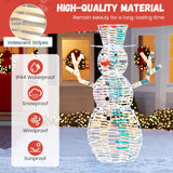 Tangkula 4 FT Christmas Lighted Iridescent Snowman, Pre-Lit Christmas Decoration with 100 White LED Lights