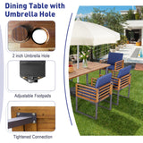 Tangkula 7 Piece Patio Dining Set, Acacia Wood Dining Chair & Table Set