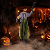 Tangkula Halloween Animated Standing Zombie Holding Knife with Glowing Eyes