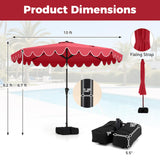 Tangkula 10 FT Patio Umbrella with Base Included with 2 Sandbags