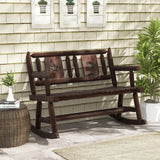 Tangkula Patio Rocking Bench, Carbonized Wood Double Rocker Chair with Ergonomic Seat