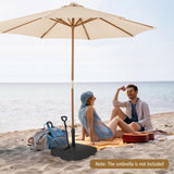 TANGKULA Mobile Patio Umbrella Base, 132LBS Capacity Water & Sand Fillable Market Table Umbrella Stand w/ 3 Wheels
