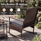 Tangkula 3 Pieces Rocking Wicker Bistro Set
