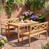 Tangkula Acacia Wood Outdoor Loveseat Bench 2-Person Patio Garden Bench
