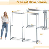 Tangkula Double Rod Clothes Rack Heavy-Duty Metal Garment Rack