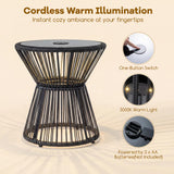 Tangkula PE Rattan Hourglass-Shaped Outdoor Side Table with LED Warm Light (1/2)