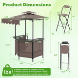 Tangkula 3 Piece Patio Bar Set Grill Gazebo & 2 Foldable Bar Stools