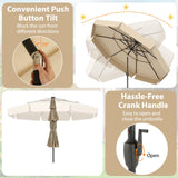 Tangkula 3 Tiers Scalloped Outdoor Table Market Umbrella with 32 LED Lights