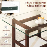 Tangkula Square Glass Side Table