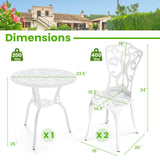 Tangkula Outdoor Cast Aluminum 3 Pieces Patio Bistro Set