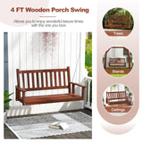 Tangkula 2/3 Person Wooden Porch Swing, Hanging Patio Swing with 2 Adjustable Galvanized Metal Chains