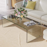 Tempered Glass Coffee Table - Tangkula