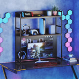 Tangkula Multipurpose 2-Tier Desk Hutch with Pegboard
