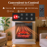 Tangkula 18 Inch Electric Fireplace Heater with 7-Color Dimmable Flame