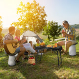 Tangkula 3 Piece Camping Table Set, Folding Camping Table with 2 Collapsible LED Stools