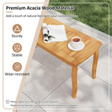 Tangkula 63 Inch Outdoor Acacia Rectangular Table with 1.97” Umbrella Hole and Benches Set