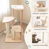 Tangkula Wood Cat Tree for Indoor Cats, Multi-Level Modern Cat Tower with Sisal Scratching Board & Post