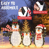Tangkula 3-Piece Christmas Lighted Penguin Family