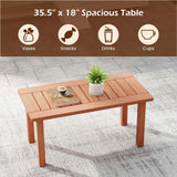 Tangkula Outdoor Coffee Table with Slatted Tabletop