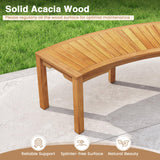 Tangkula 2-Person Outdoor Acacia Wood Curved Garden Bench with 800 LBS Capacity