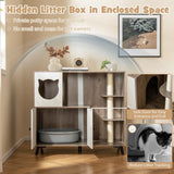 Tangkula Cat Litter Box Enclosure, 5-in-1 Enlarged Hidden Litter Box Furniture with Cat Condo