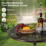 Tangkula 27" Round Cast Aluminum Patio Bistro Table