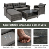 Tangkula 4 Pieces Rattan Conversation Set, Patiojoy Outdoor Furniture Set with Cushions