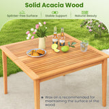 Tangkula 5 Pieces Patio Dining Set Wood Square Dining Table with 1.96” Umbrella Hole and 4 Chairs