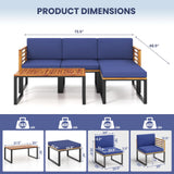 Tangkula 5 Pieces Patio Conversation Set, Acacia Wood Chair Set with Ottoman & Coffee Table