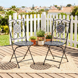 Tangkula Set of 2 Mosaic Foldable Outdoor Patio Chairs w/ Elegant Backrest