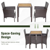 Tangkula 3 Pieces Patio Furniture Set, Outdoor Mix Brown Wicker Dining Set