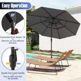 Tangkula 10 FT Solar LED Patio Umbrella 3-Tier Vented Outdoor Market Table Umbrella