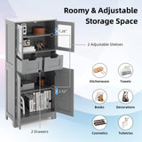 Tangkula Tall Bathroom Storage Cabinet, Freestanding Floor Cabinet