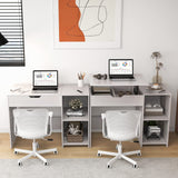 Tangkula Lift Top Computer Desk, Small Standing Laptop Desk with 2 Hidden Compartments & 2 Open Storage Shelves