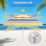 Tangkula 6.5 FT Beach Umbrella UPF50+ Portable Outdoor Table Umbrella for Sand with Tilt Adjustment